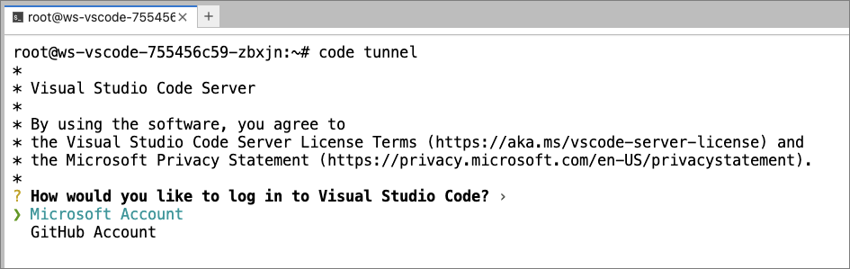 トンネルを開始する